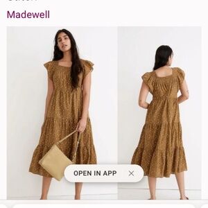 Madewell Ruffle-Sleeve Tiered Midi Dress in Daisy Stitch